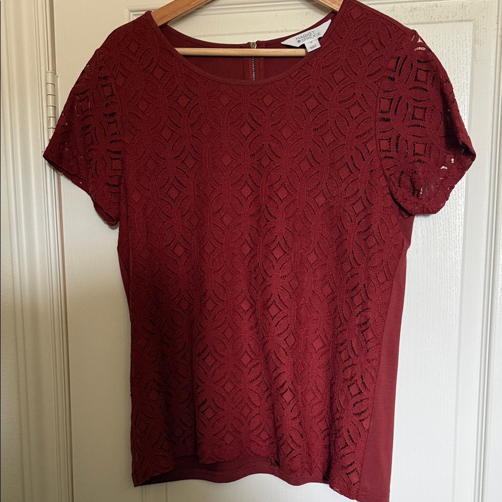 Market & Spruce Crochet Lace Short-Sleeve Tee